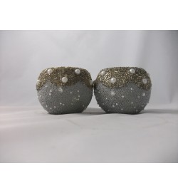 Ball Votive Embelish Beed Silver